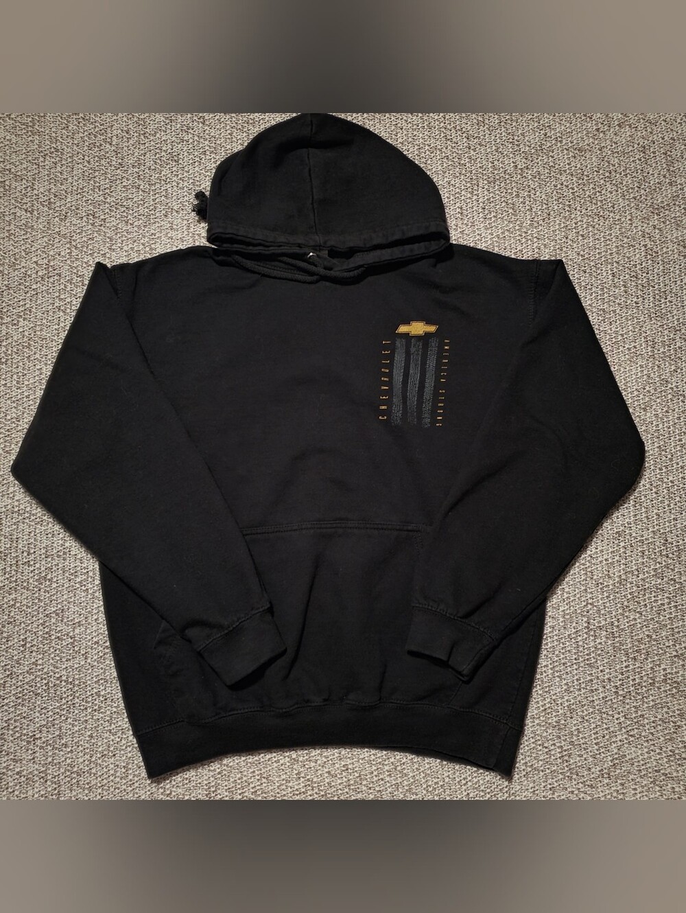 Black Hooded Pullover with Gold Emblem